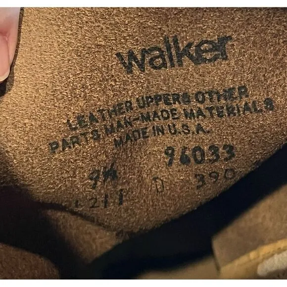 Vintage WALKER Boots Men's Brown‎ 9-1/2 Leather Tan Western Cowboy Riding Vulcan