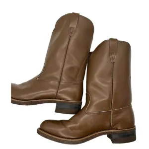 Vintage WALKER Boots Men's Brown‎ 9-1/2 Leather Tan Western Cowboy Riding Vulcan