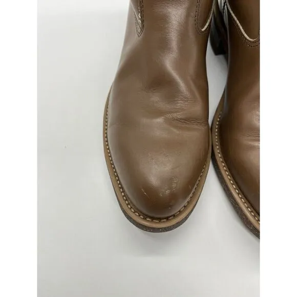 Vintage WALKER Boots Men's Brown‎ 9-1/2 Leather Tan Western Cowboy Riding Vulcan