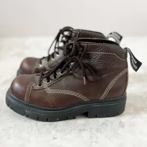 Vintage y2K 90s London Underground Chunky Boots Womens 7.5 Brown Leather Grunge