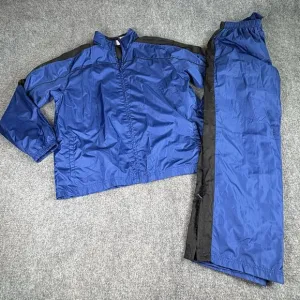 Vintage Y2K Athletic Works Track Suit Men's M Blue Black Zip Jacket Pants Retro