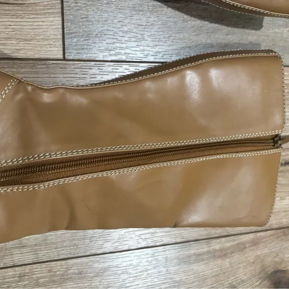 Vintage Y2K Bratz Tan Leather Chunky Heel Boots
