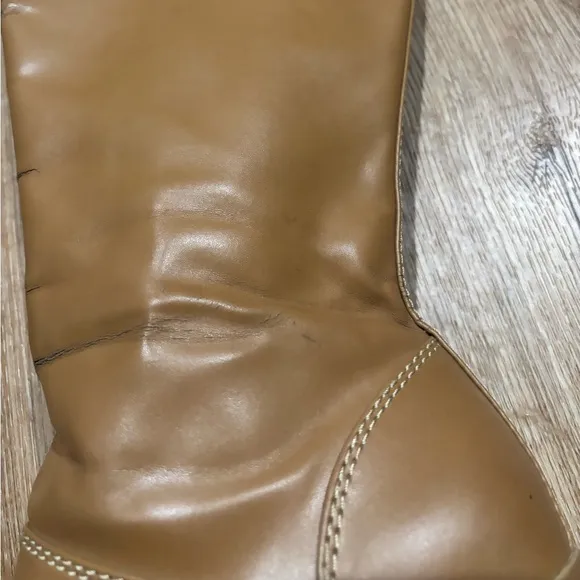 Vintage Y2K Bratz Tan Leather Chunky Heel Boots