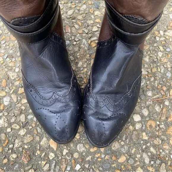 Vintage 1990’s ENZO punched wing tip western riding boots 7 two tone