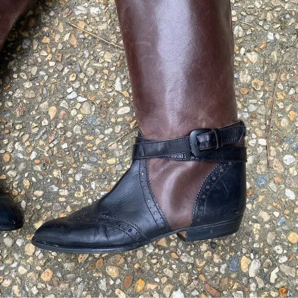 Vintage 1990’s ENZO punched wing tip western riding boots 7 two tone