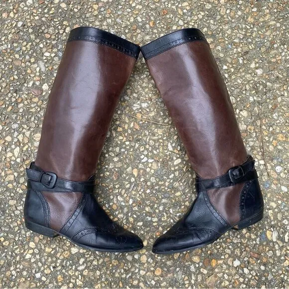 Vintage 1990’s ENZO punched wing tip western riding boots 7 two tone