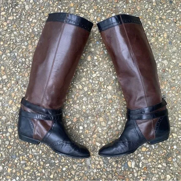 Vintage 1990’s ENZO punched wing tip western riding boots 7 two tone