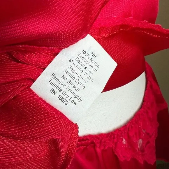 Vintage red satin lace bedroom set shorts top coquette chic 100% nylon