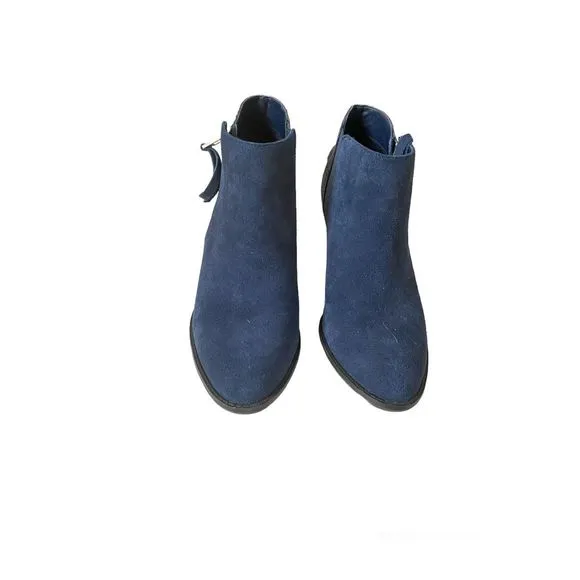 Vionic Blue Suede/ Crocodile  Ankle Boots Sz 8.5