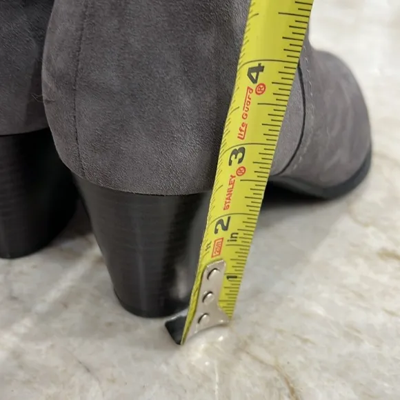 Vionic | Jessie Suede Almond Toe Heeled Booties | Charcoal Grey | Women's Size 9