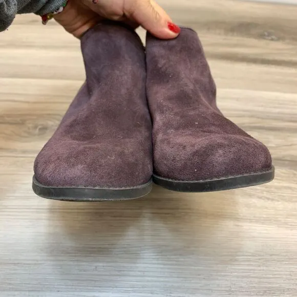 Vionic Marissa Boots Womens Size 8 Purple Suede Croc Zip Up Ankle Booties