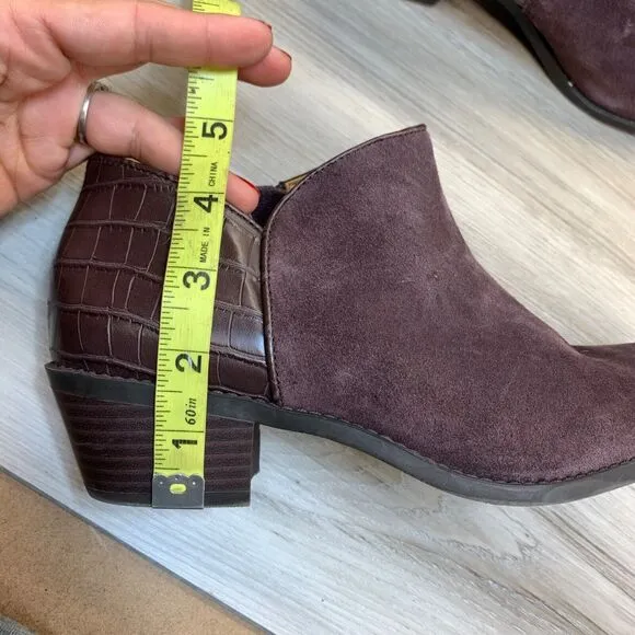 Vionic Marissa Boots Womens Size 8 Purple Suede Croc Zip Up Ankle Booties
