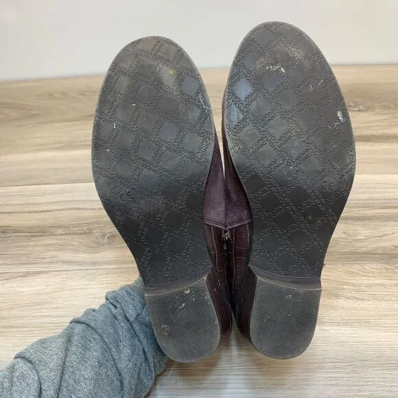 Vionic Marissa Boots Womens Size 8 Purple Suede Croc Zip Up Ankle Booties