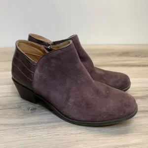 Vionic Marissa Boots Womens Size 8 Purple Suede Croc Zip Up Ankle Booties