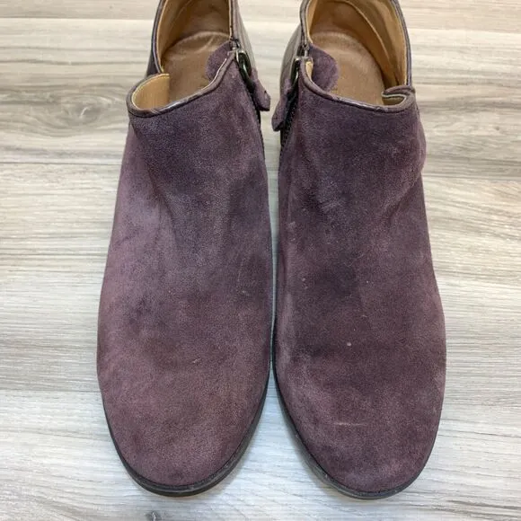 Vionic Marissa Boots Womens Size 8 Purple Suede Croc Zip Up Ankle Booties