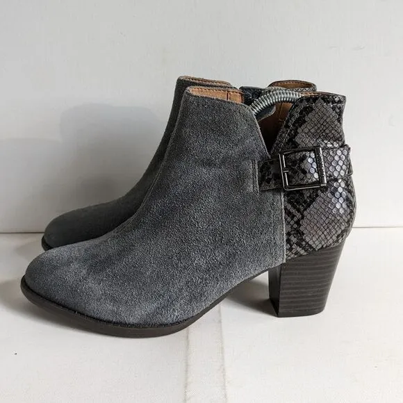 Vionic Naomi Suede Snakeskin Boots Booties Women's Size 8