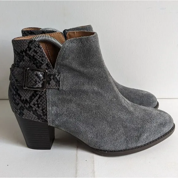 Vionic Naomi Suede Snakeskin Boots Booties Women's Size 8
