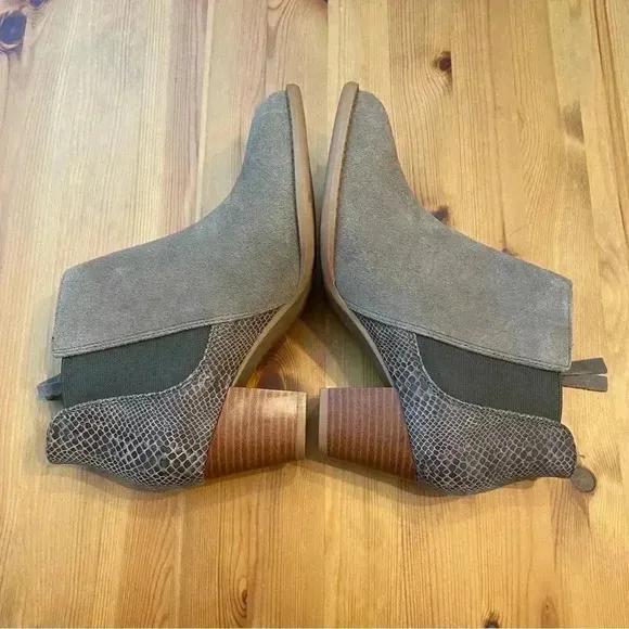 Vionic New Anne Western Leather Suede Snakeskin Ankle Booties Boots NWOT
