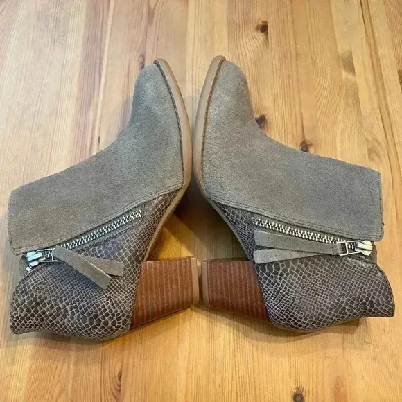 Vionic New Anne Western Leather Suede Snakeskin Ankle Booties Boots NWOT