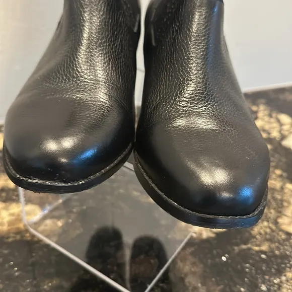 Vionic stylish Black Ankle Boots with Chunky Heel and Perforated Design
