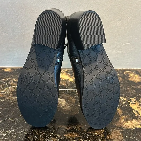Vionic stylish Black Ankle Boots with Chunky Heel and Perforated Design