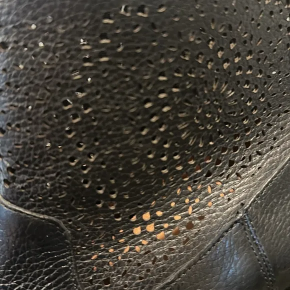 Vionic stylish Black Ankle Boots with Chunky Heel and Perforated Design
