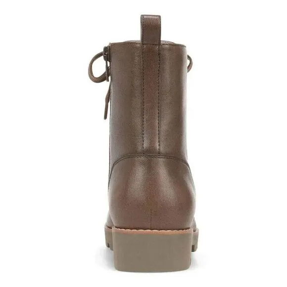Vionic Lani H8260L4-252 Combat Women 8 Brown Greige Vintage Leather Boots ZPO504