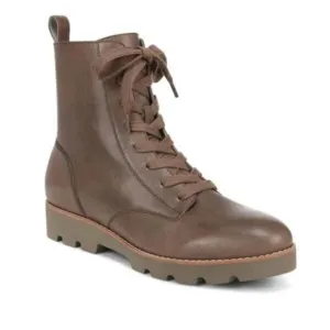 Vionic Lani H8260L4-252 Combat Women 8 Brown Greige Vintage Leather Boots ZPO504