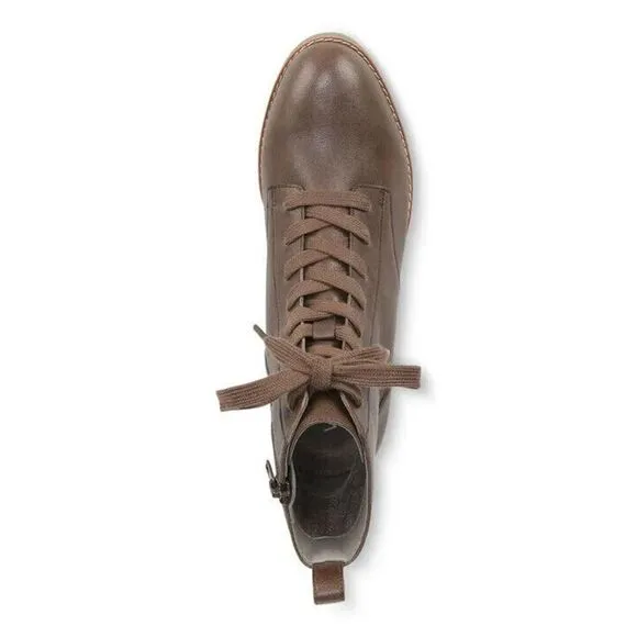 Vionic Lani H8260L4-252 Combat Women 8 Brown Greige Vintage Leather Boots ZPO504