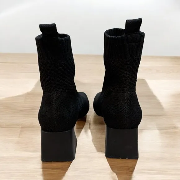 Vivaia Melissa Knit Square-Toe Perforated Block Heel Boots Women's Size 41/9-9.5