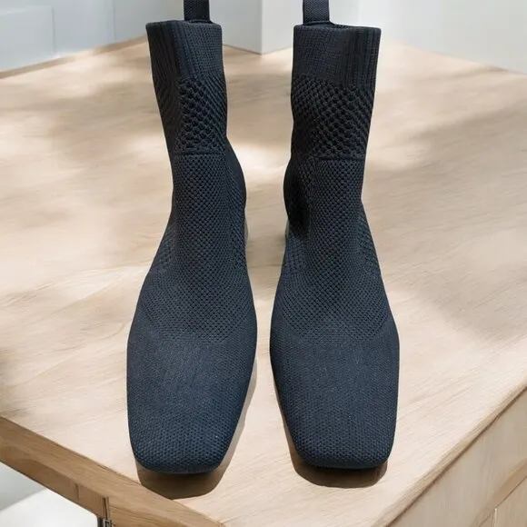 Vivaia Melissa Knit Square-Toe Perforated Block Heel Boots Women's Size 41/9-9.5