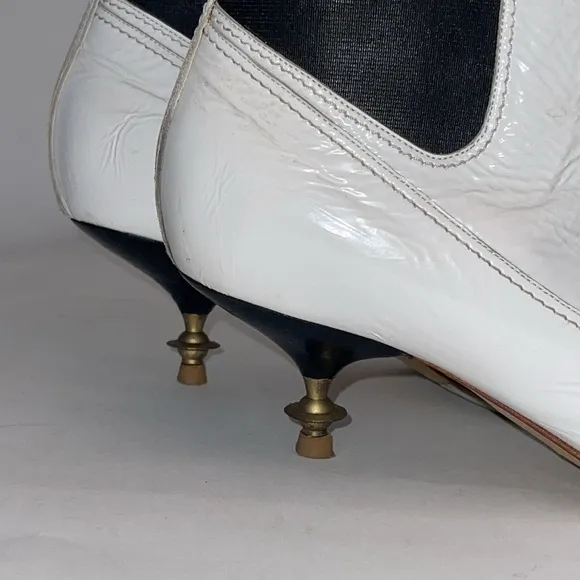 Vivienne Westwood ORB HELLS Boots IN WHITE LEATHER PATENT IT38 - used - no box