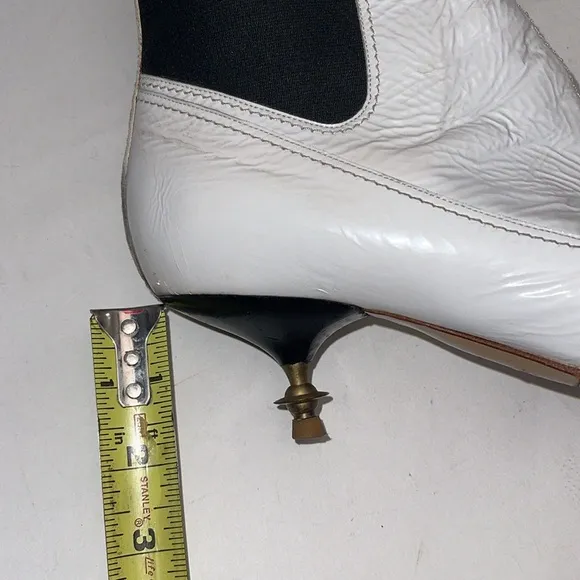 Vivienne Westwood ORB HELLS Boots IN WHITE LEATHER PATENT IT38 - used - no box