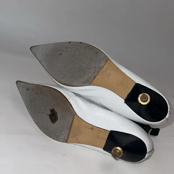 Vivienne Westwood ORB HELLS Boots IN WHITE LEATHER PATENT IT38 - used - no box