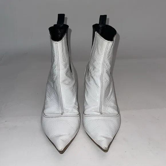 Vivienne Westwood ORB HELLS Boots IN WHITE LEATHER PATENT IT38 - used - no box