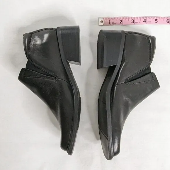 VTG Chunky Block Heel Black Platform Ankle Boots