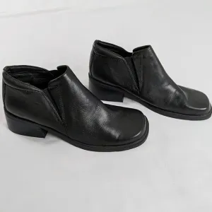 VTG Chunky Block Heel Black Platform Ankle Boots