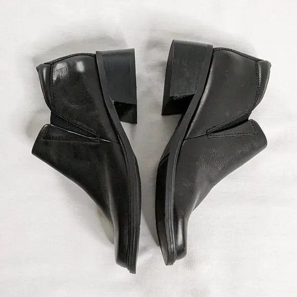 VTG Chunky Block Heel Black Platform Ankle Boots