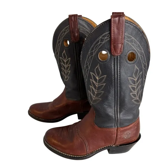 Vtg Double-H Womens Western Cowboy Boots Sz 8.5 M Leather