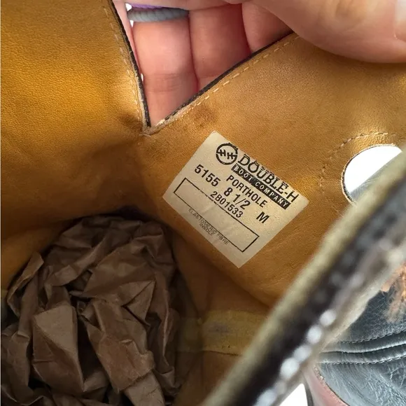 Vtg Double-H Womens Western Cowboy Boots Sz 8.5 M Leather