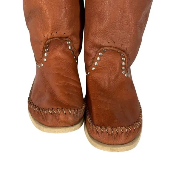 VTG Hector Riccione Leather Boots Fringe Bohemian Western Southwestern Italy 6-7