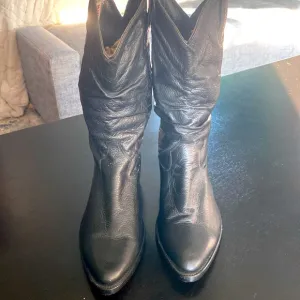VTG Rudel Black Leather Western Cowboy Boots Size 9