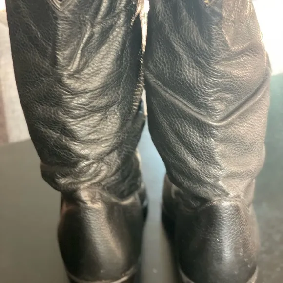 VTG Rudel Black Leather Western Cowboy Boots Size 9