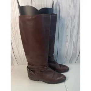 VTG Santana Canada Burgundy Brown Leather Riding Boots Winter Women's Size 8.5