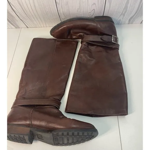 VTG Santana Canada Burgundy Brown Leather Riding Boots Winter Women's Size 8.5