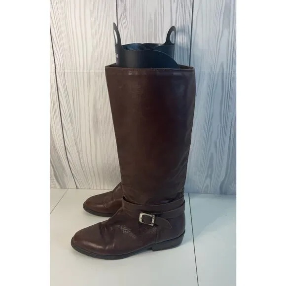 VTG Santana Canada Burgundy Brown Leather Riding Boots Winter Women's Size 8.5