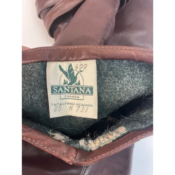 VTG Santana Canada Burgundy Brown Leather Riding Boots Winter Women's Size 8.5
