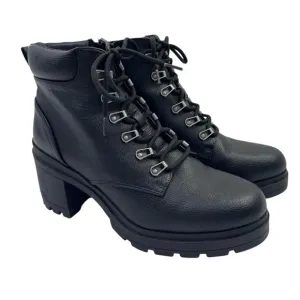 Vtg Y2K 90s No Boundaries Womens‎ Platform Black Chunky Lug Heel Boots Size 11