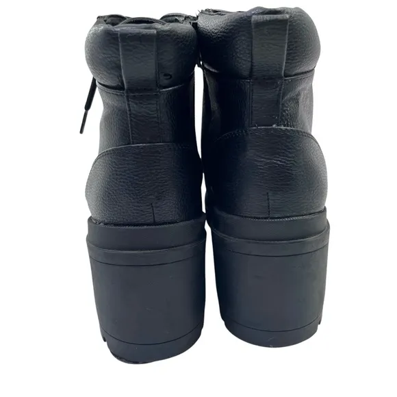 Vtg Y2K 90s No Boundaries Womens‎ Platform Black Chunky Lug Heel Boots Size 11