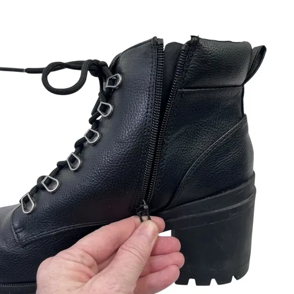 Vtg Y2K 90s No Boundaries Womens‎ Platform Black Chunky Lug Heel Boots Size 11